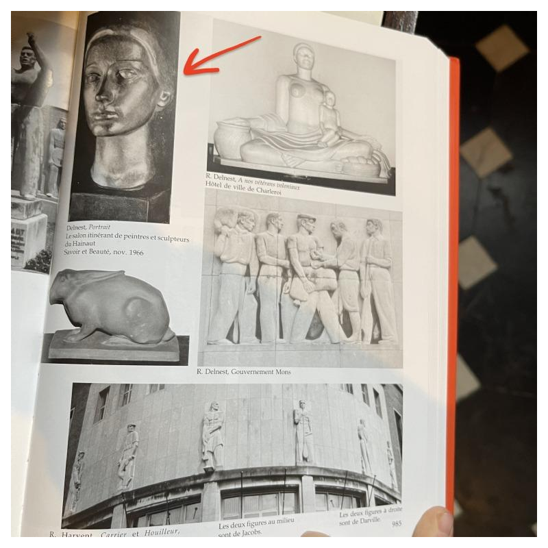 ROBERT DELNEST ' Gezicht vrouw ' sculptuur portret / buste in brons 1961