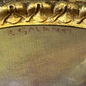 Piero Galanti 'Still life - fruit and flowers' pair of oval oils on canvas, 20th century