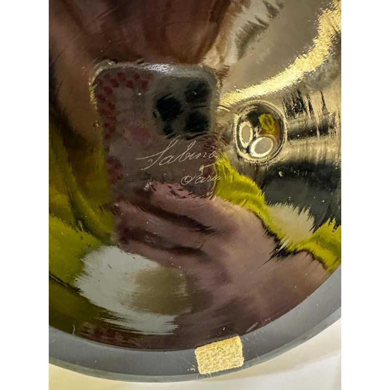 Sabino Paris, rare vase ovoïde noir et vert à motifs d'oiseaux de paradis, ca 1920-1930