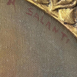 Piero Galanti 'Still life - fruit and flowers' pair of oval oils on canvas, 20th century