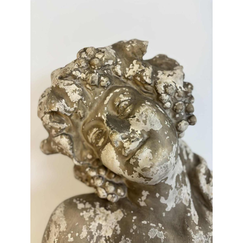 Large bust of Bacchante in patinated plaster, signed, Belgium early 20th century