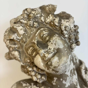 Large bust of Bacchante in patinated plaster, signed, Belgium early 20th century