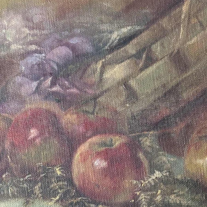 Piero Galanti 'Still life - fruit and flowers' pair of oval oils on canvas, 20th century