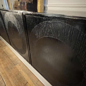 De Coene Frères, Brutalistisch Op'Art Vintage dressoir zwarte eik aluminium 1970