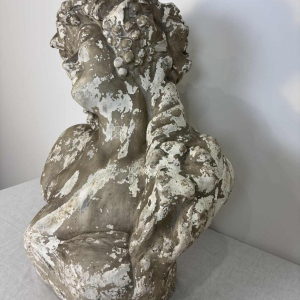 Large bust of Bacchante in patinated plaster, signed, Belgium early 20th century