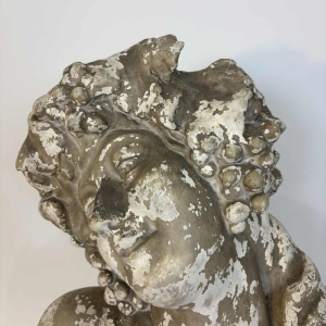 Large bust of Bacchante in patinated plaster, signed, Belgium early 20th century