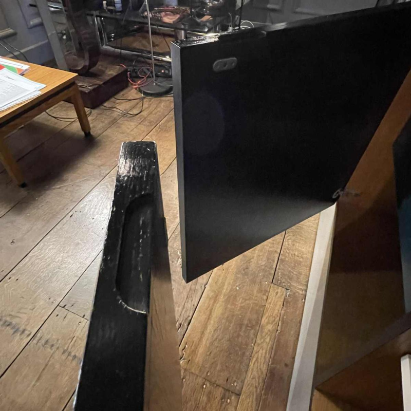 De Coene Frères, Brutalistisch Op'Art Vintage dressoir zwarte eik aluminium 1970