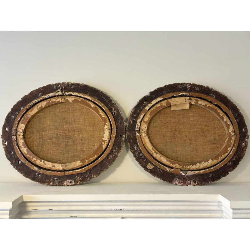 Piero Galanti 'Nature morte - fruits et fleurs' paire d'huiles sur toile ovales, 20ème siècle