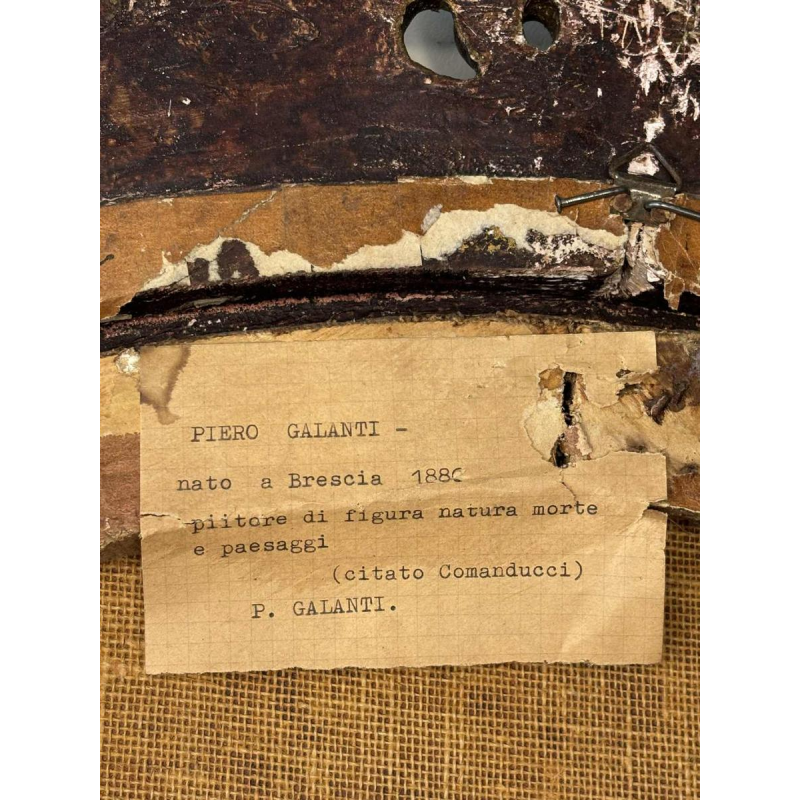 Piero Galanti 'Stilleven - fruit en bloemen' paar ovale olieverf op doek, 20e eeuw