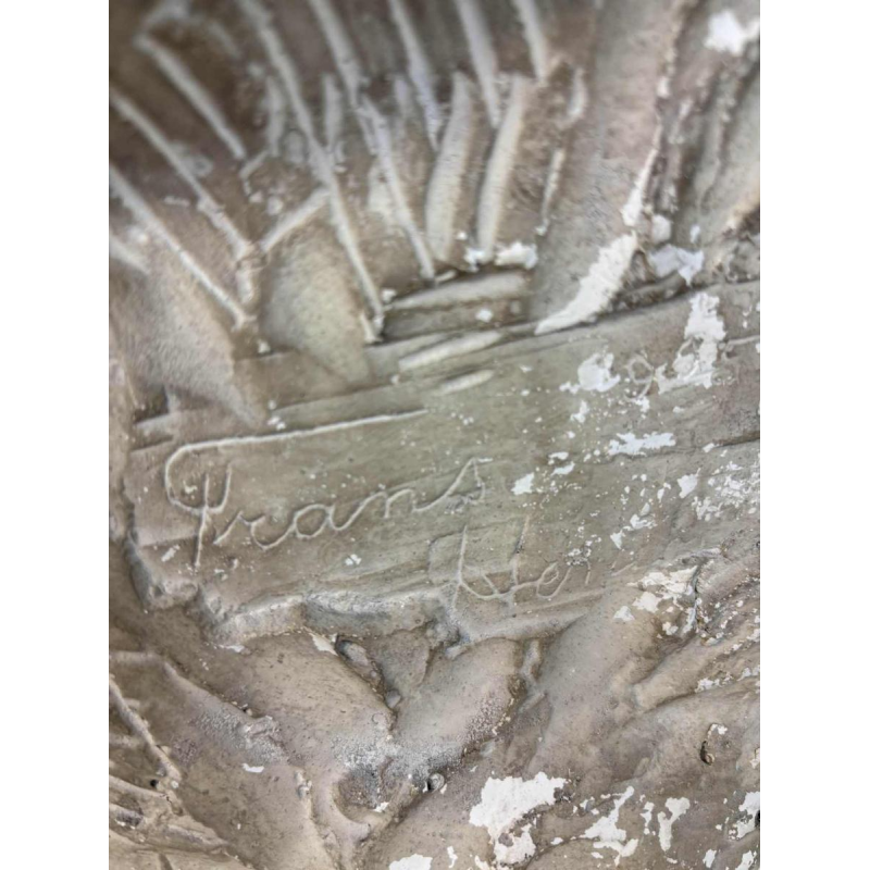 Large bust of Bacchante in patinated plaster, signed, Belgium early 20th century