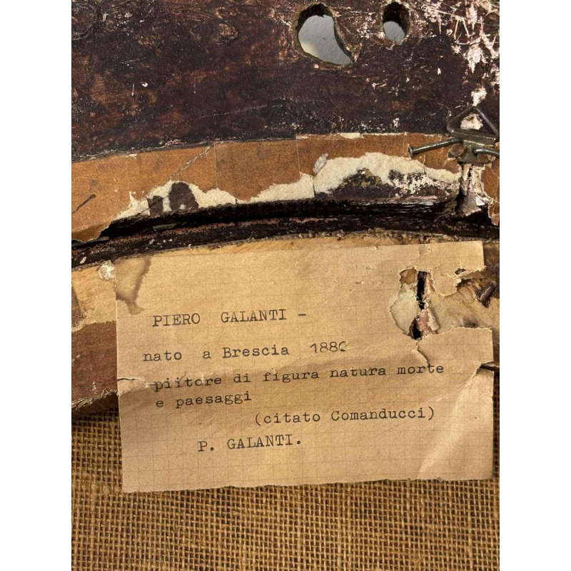 Piero Galanti 'Nature morte - fruits et fleurs' paire d'huiles sur toile ovales, 20ème siècle