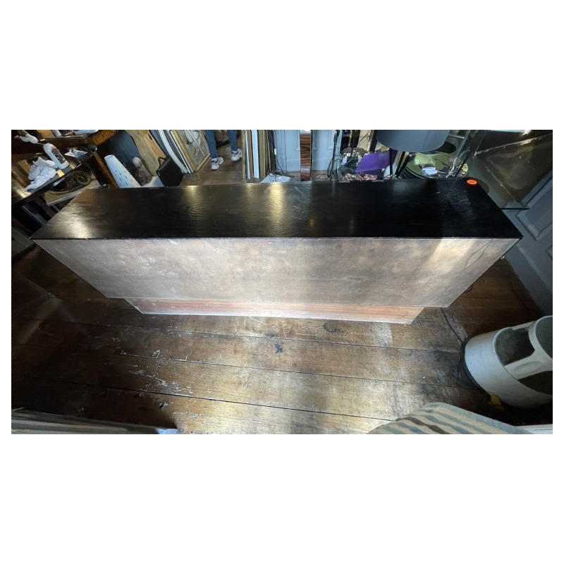 De Coene Frères, Brutalistisch Op'Art Vintage dressoir zwarte eik aluminium 1970