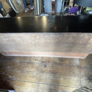 De Coene Frères, Brutalistisch Op'Art Vintage dressoir zwarte eik aluminium 1970