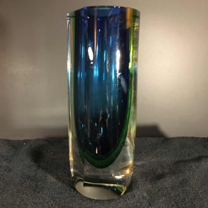 FLAVIO POLI pour Murano, Vase verre SOMMERSO multicouche, bleu vert, ca 1960