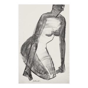 GEORGES (Géo) DE VLAMYNCK 'Nu de Femme Abstrait C' schilderij / gemengde techniek, houtskoolinkt krijt op nat papier