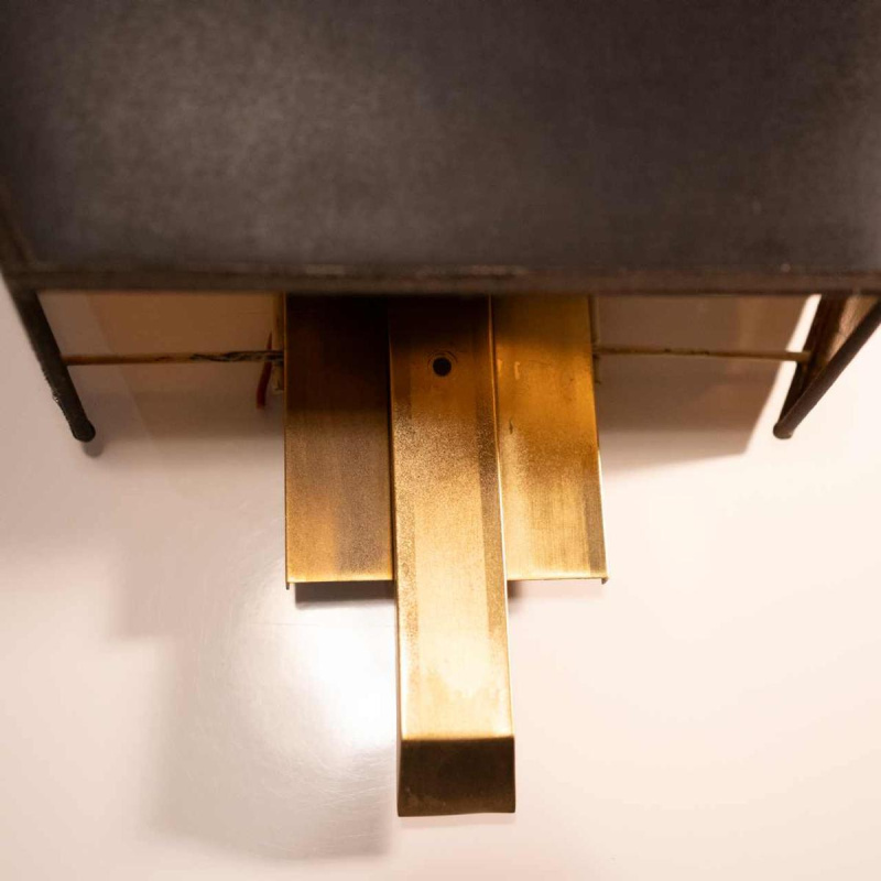 DEKNUDT, pair of gilded brass sconces / wall light, Hollywood Regency style, ca 1970