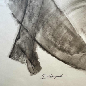 GEORGES (Géo) DE VLAMYNCK 'Nu de Femme Abstrait C' schilderij / gemengde techniek, houtskoolinkt krijt op nat papier