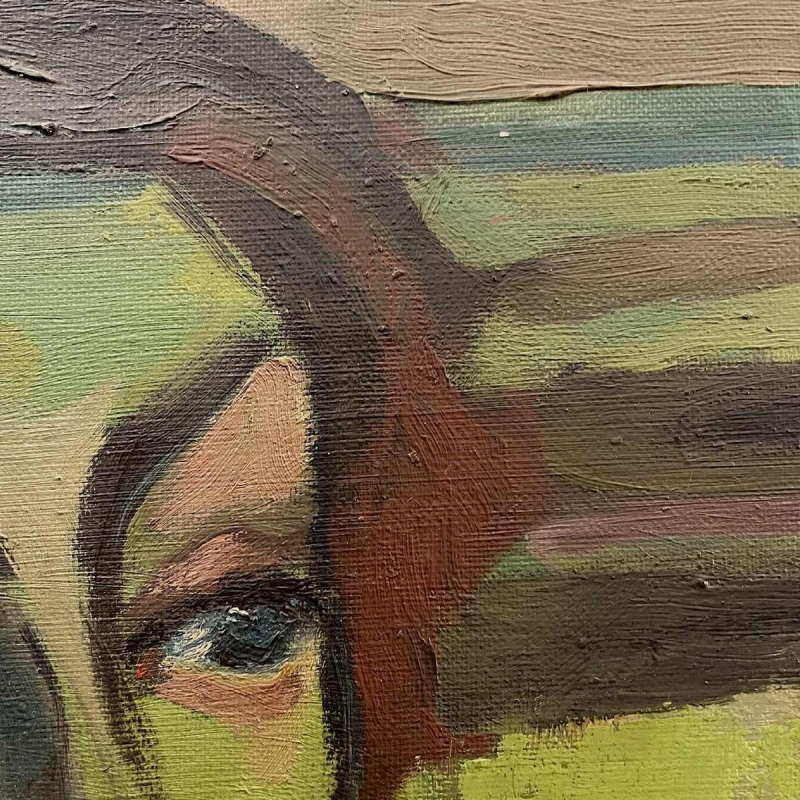 LUC PEROT 'Colette' portait de femme Fauviste, tableau huile sur toile 1947