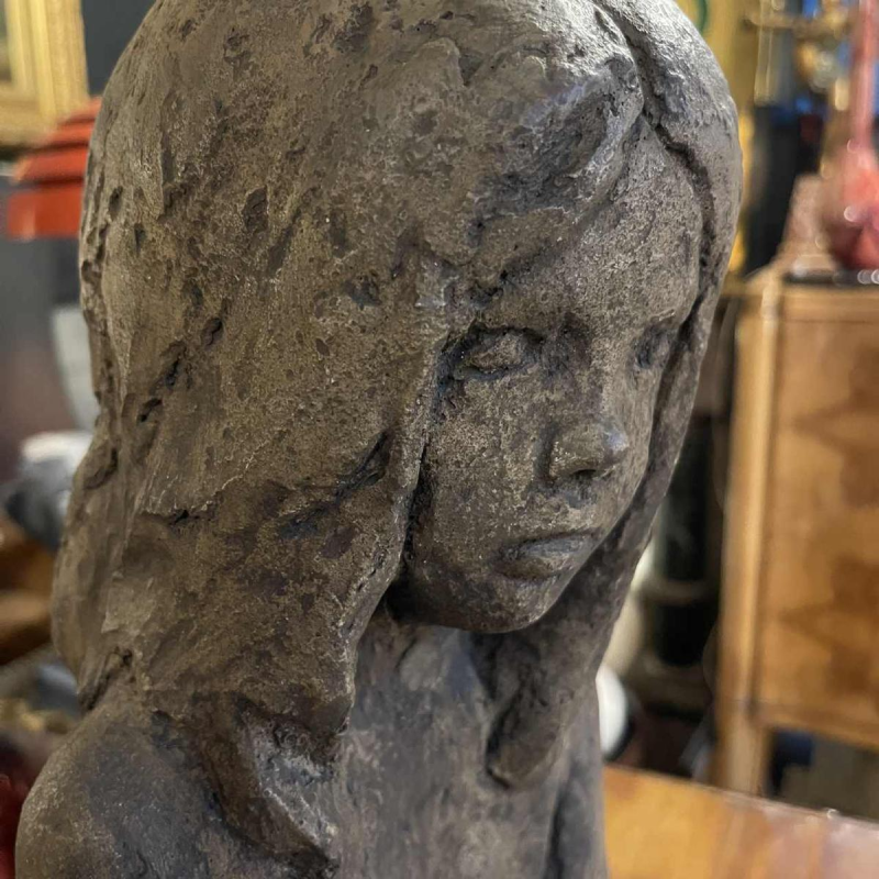 Girl' sculpture in stoneware, unique piece, ceramic in the Elie Van Damme style for Amphora, ca 1970