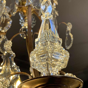 Large Cage Chandelier Louis XV Style Bronze Daggers Crystal, 19th Napoleon III