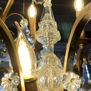 Grote kooikroonluchter Louis XV-stijl bronzen dolken kristal, 19e Napoleon III