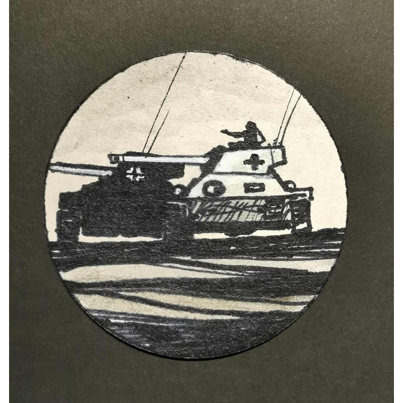 Jean Paul Emond-Alt, 'Bataille des Ardennes' dessin à l'encre, ca 2000