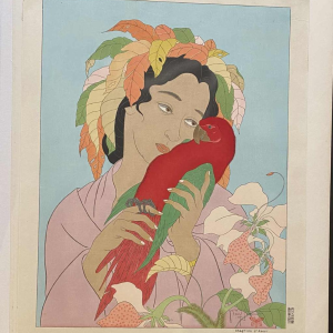 Paul Jacoulet Chagrin d'amour coloured wood engraving 1940