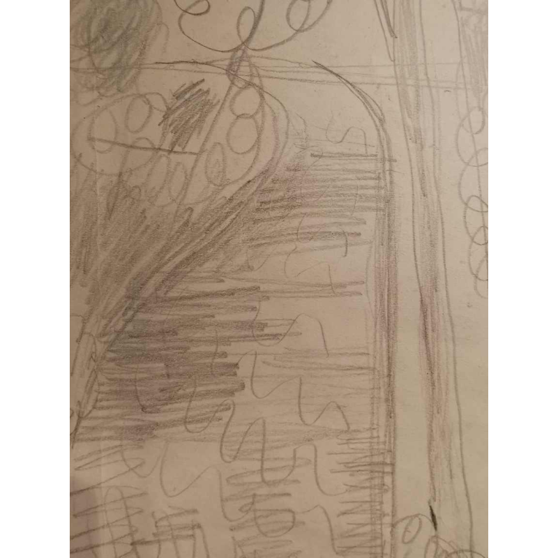 Jean Brusselmans, La Lasne river, pencil drawing on paper, 1951