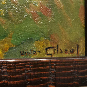 Victor Gilsoul 'Nieuwport area, Gravensluis' painting oil on panel, ca 1930