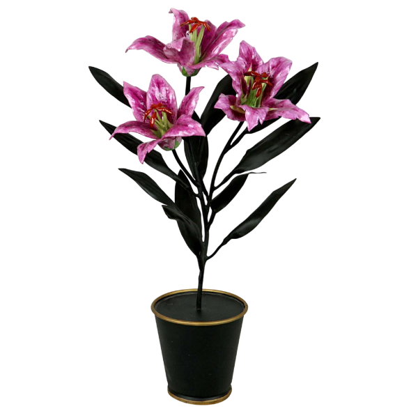 Samuel Mazy "Lilies" porcelain and metal, France XXIth c