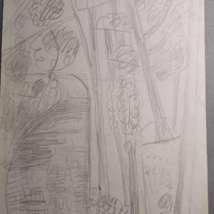 Jean Brusselmans, rivière "La Lasne" dessin au crayon sur papier, 1951