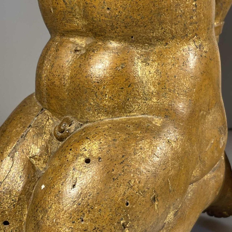 Paar barokke cherubijnen gesneden in verguld hout, Italië / Spanje / Zuid-Frankrijk, ca 1600