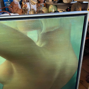 ERWIN MACKOWIAK " Tamara nue " tableau Pop'Art belge, huile sur toile 1972