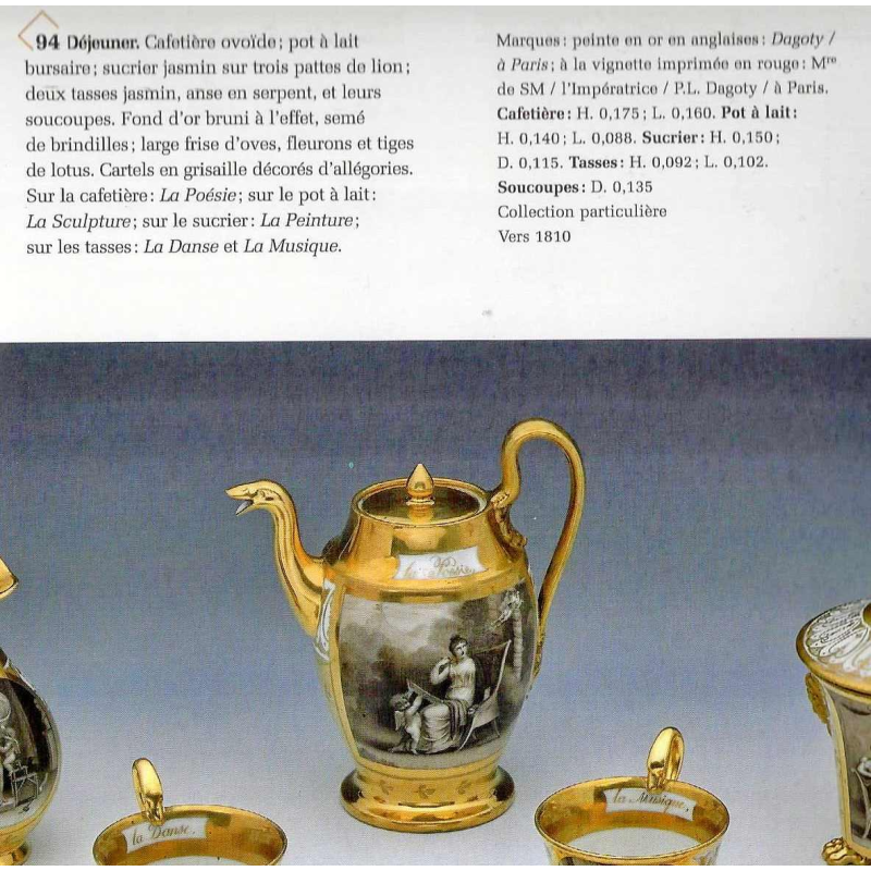 Porcelaine de Paris - Manufacture de Dagoty, theepot, Empire stijl, 19e eeuw