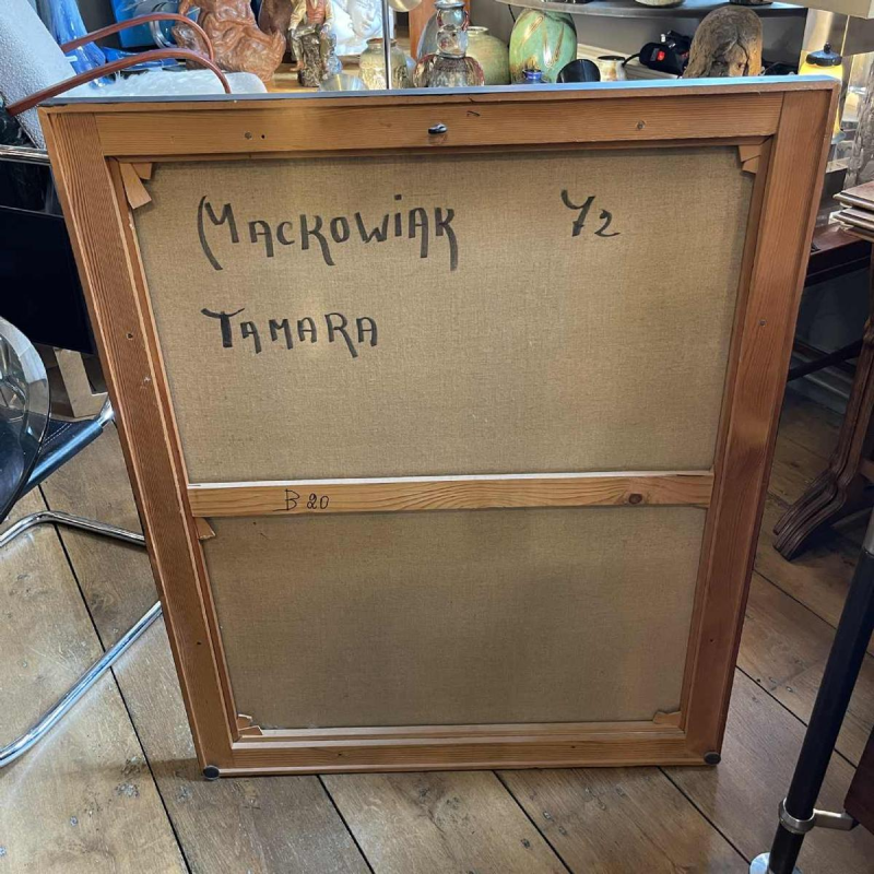 ERWIN MACKOWIAK " Tamara nue " tableau Pop'Art belge, huile sur toile 1972