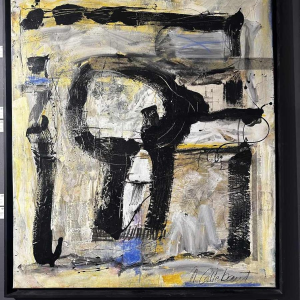 Nicole Callebaut Porte N°1 abstract painting, mixed media, 1993