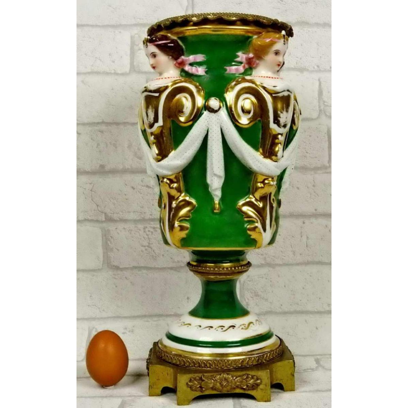 Porcelain vase with caryatid decoration and gilt bronze mounting, 19th c