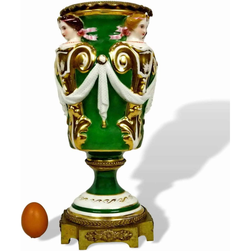 Porcelain vase with caryatid decoration and gilt bronze mounting, 19th c