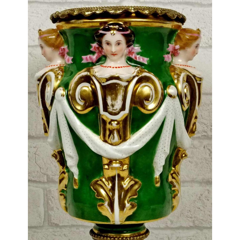 Porcelain vase with caryatid decoration and gilt bronze mounting, 19th c