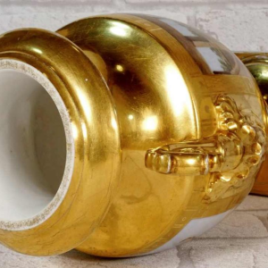 Paris porcelain, Empire period baluster vase, painted landscape and deer decoration, early 19th century