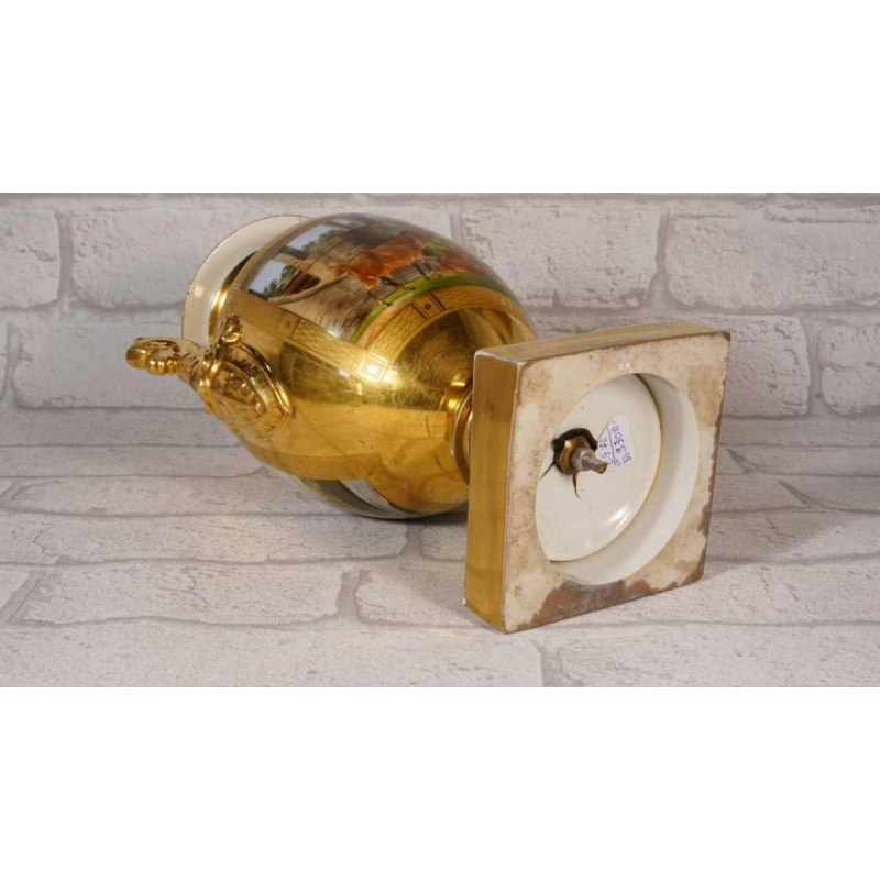 Paris porcelain, Empire period baluster vase, painted landscape and deer decoration, early 19th century