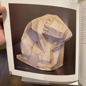 ANGELO HECQ for ROGER GUERIN Femme nue assoupie white cubist sculpture in large-fired salt stoneware, ca 1930