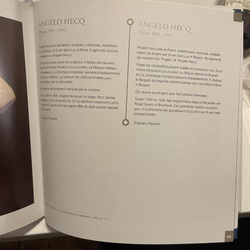 ANGELO HECQ for ROGER GUERIN Femme nue assoupie white cubist sculpture in large-fired salt stoneware, ca 1930