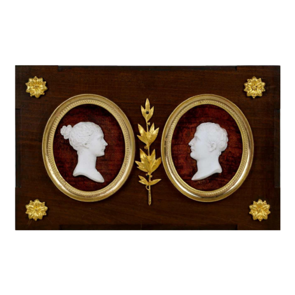Sèvres porcelain Napoléon and Marie-Louise pair of biscuit medallions, 19th c