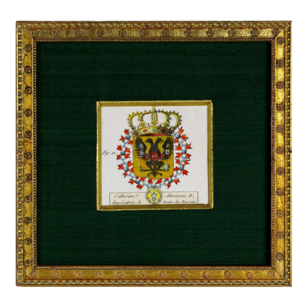 Engraving 'Catherine II, Impératrice de toutes les Russies' coat of arms XVIIIe s