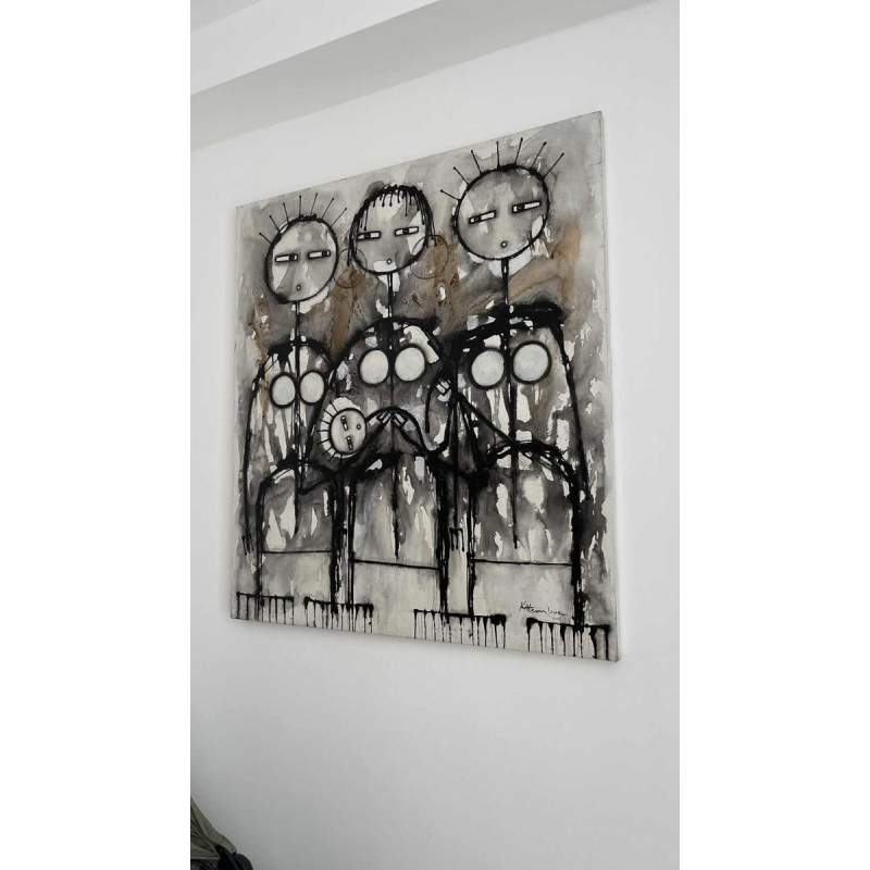 JEAN-PIERRE KATEMBWE " Naissance d'une fille " peinture huile sur toile 2017