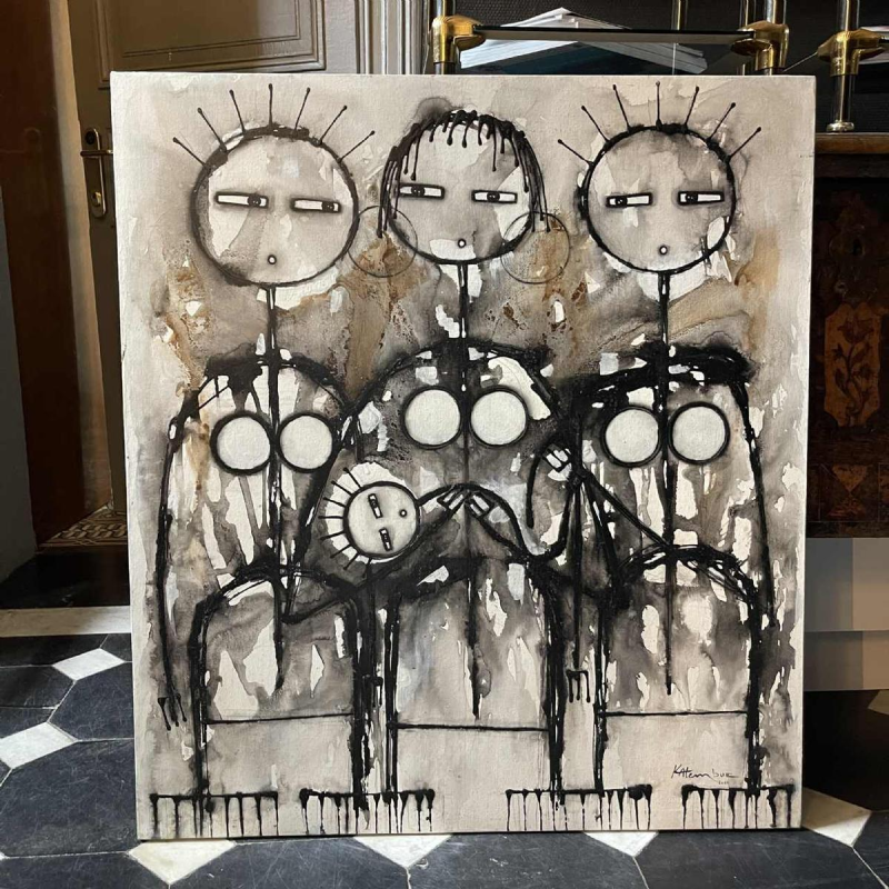 JEAN-PIERRE KATEMBWE " Naissance d'une fille " peinture huile sur toile 2017