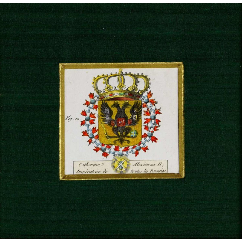 Engraving 'Catherine II, Impératrice de toutes les Russies' coat of arms XVIIIe s