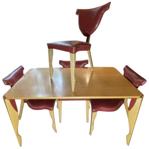 DICK EVERS for LEOLUX, Memphis Set 'Xingu' Table & 4 'Giselle' Chairs, 1993