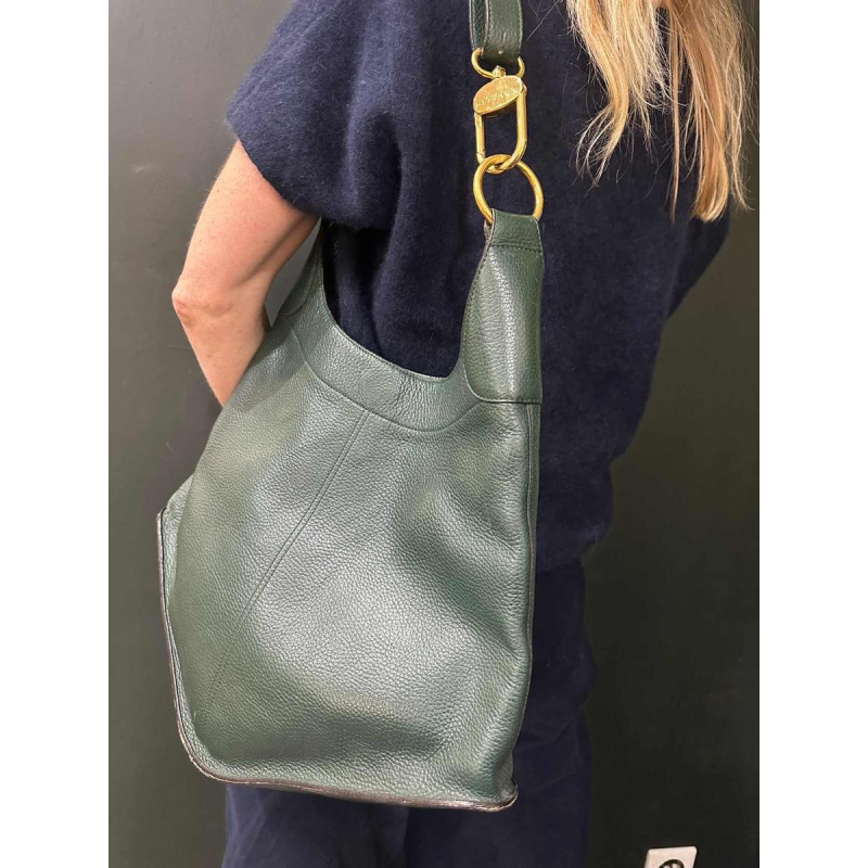 Delvaux, sac "Satan" cuir grainé vert bouteille